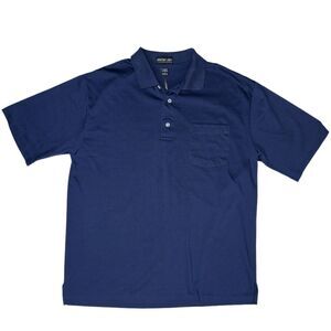 90s Vintage Jonathan Corey Navy Polo Shirt Single Stitch Mens Size Large 22x28"